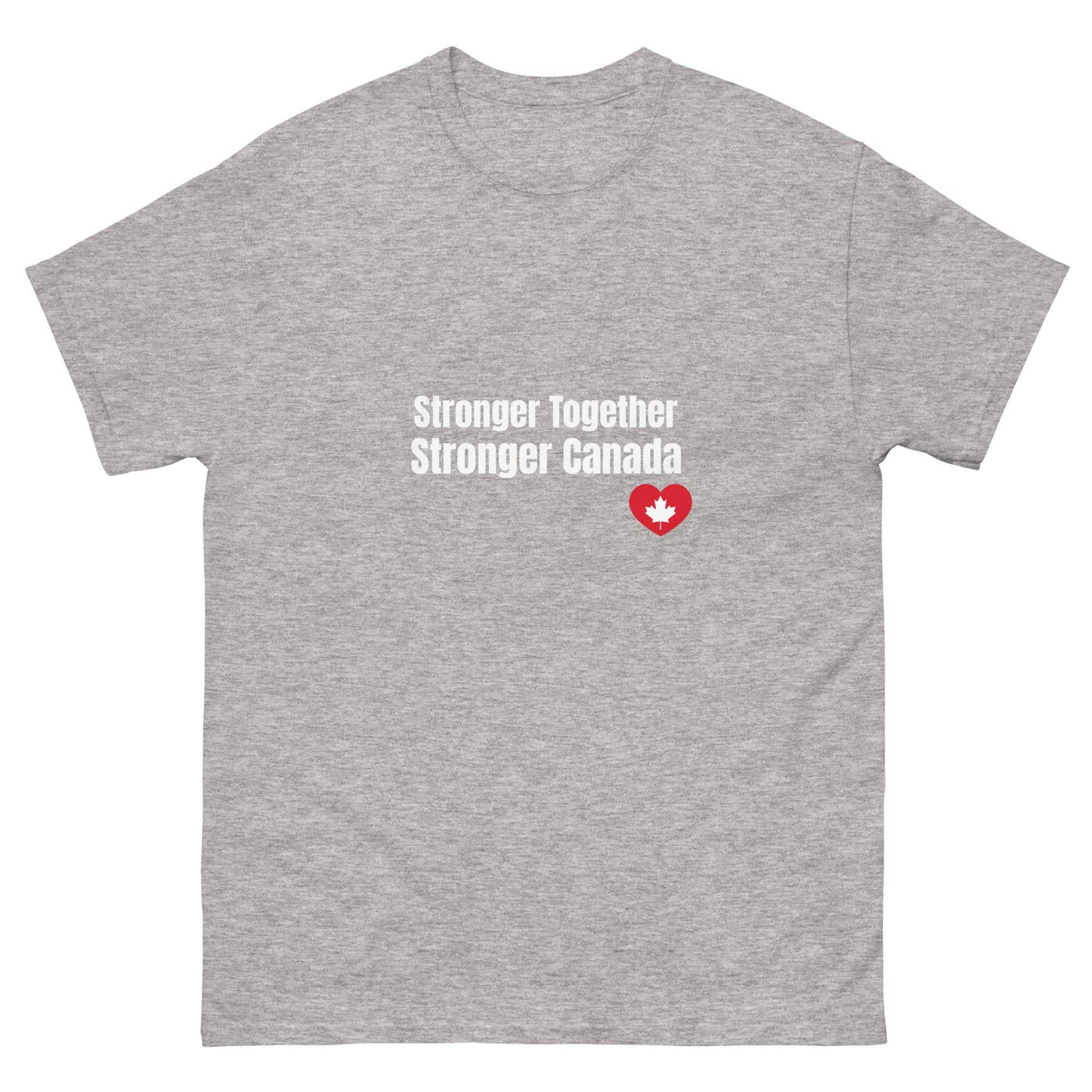 Canada unity t-shirt, Stronger Together Stronger Canada, ideal O Canada clothing for all proud Canadians, grey