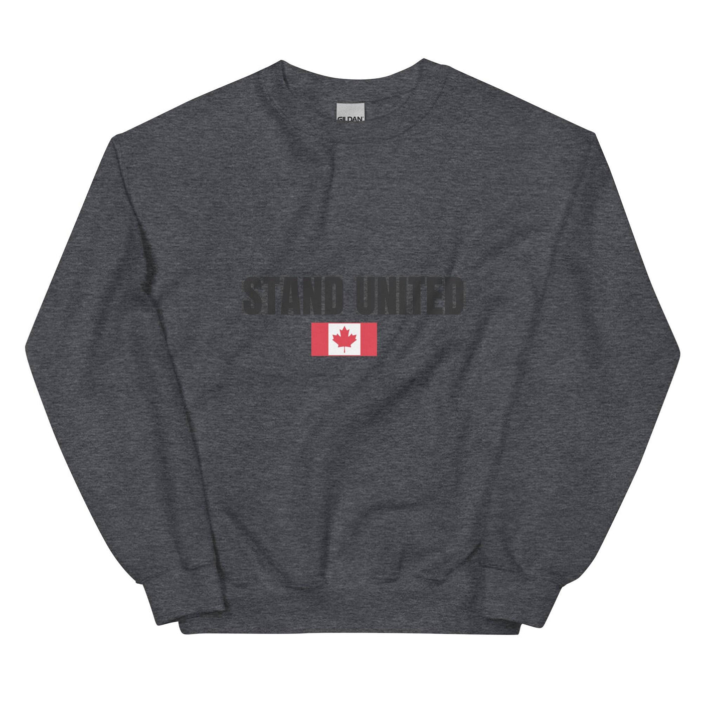 Unisex, classic crew neck Canada sweatshirt, Stand United O Canada clothing, trendy and stylish, grey Canada Strong sweater